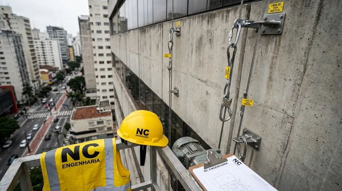 Linha Vida Vertical — execução técnica em campo