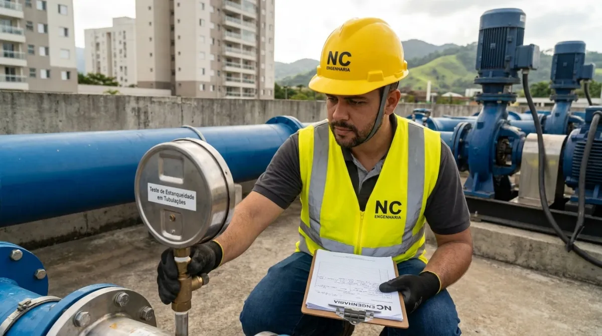 Teste de Estanqueidade em Tubulações — vistoria técnica em edificação